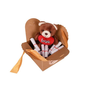 Kомплект 10 Причини да те Обичам с плюшено мече в кафяво