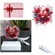 Интериорна 3D LED настолна лампа - Обичам те!