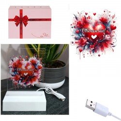 Интериорна 3D LED настолна лампа - Обичам те!