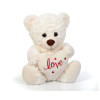 Плюшено мече със сърце, бежово, 25 см