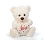Плюшено мече със сърце, бежово, 25 см