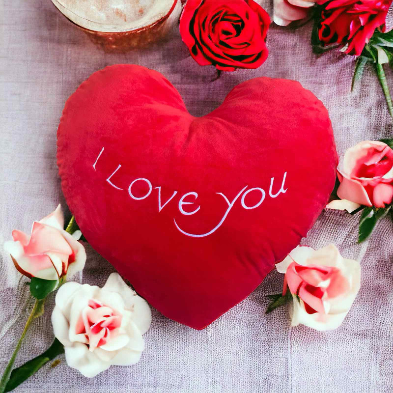 Плюшено сърце I love you, червено, 36 см