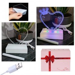 Интериорна 3D LED настолна лампа със сърце и бял маркер