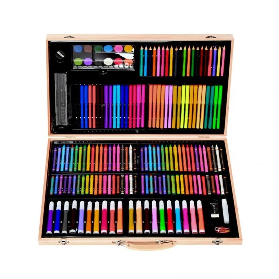 Комплект за рисуване и оцветяване в дървен куфар /180 части/