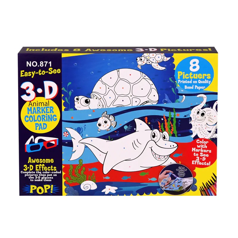 Книжка за водно оцветяване с 3D ефект с флумастери