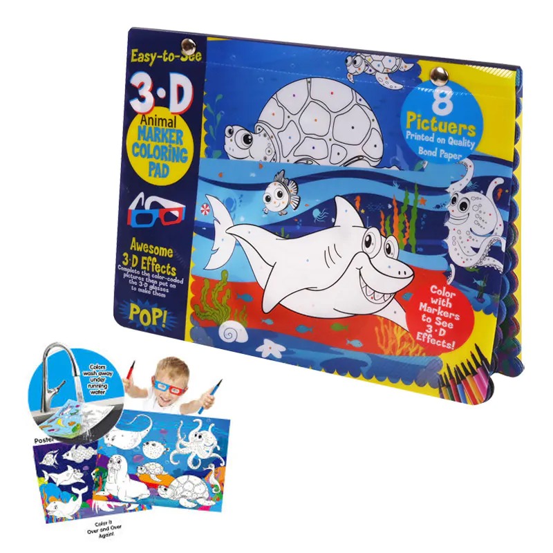 Книжка за водно оцветяване с 3D ефект с флумастери